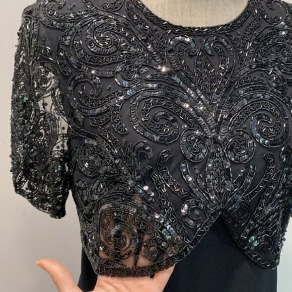 Neiman Marcus Black Sparkling High Society Beaded Dress size 10 - Picture 5 of 16